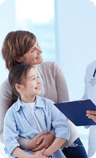 Mother with child in clinic